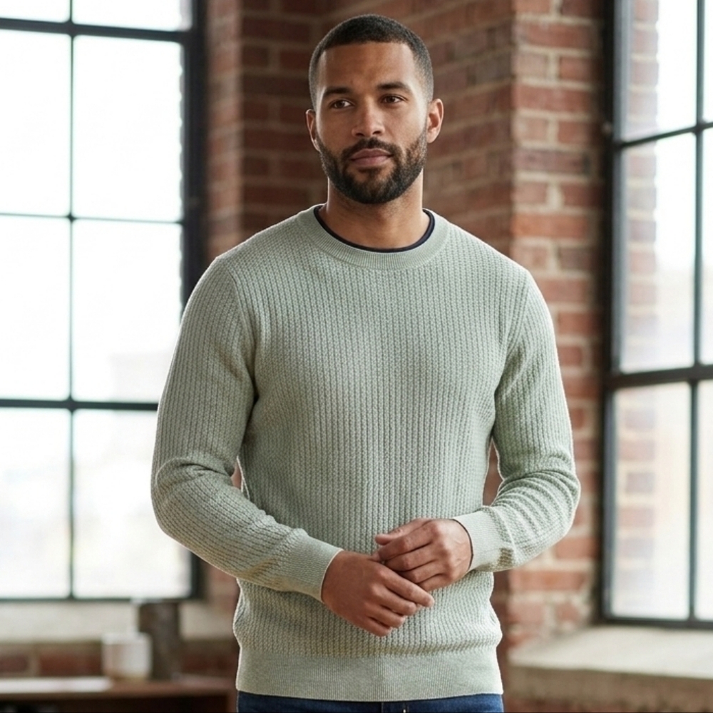 Vintage Joseph Abboud Modern Fit Light Green Men's Crewneck Sweater Size S